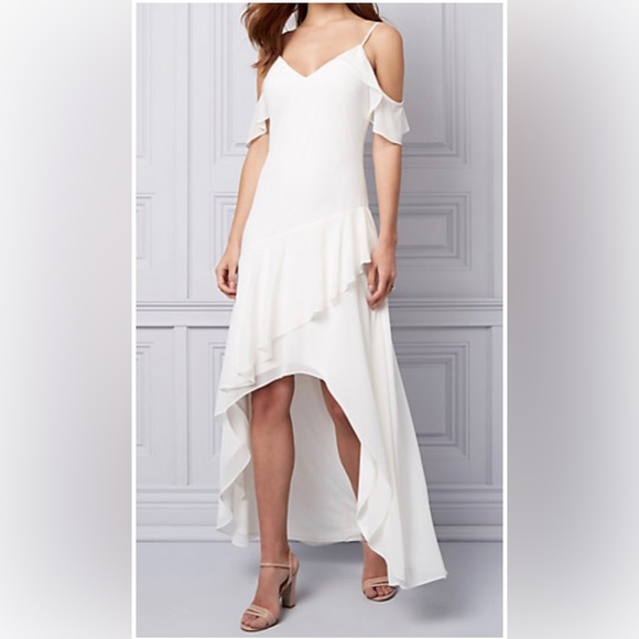 Le Chateau Women’s Chiffon Cold Shoulder Dress - Picture 1 of 8